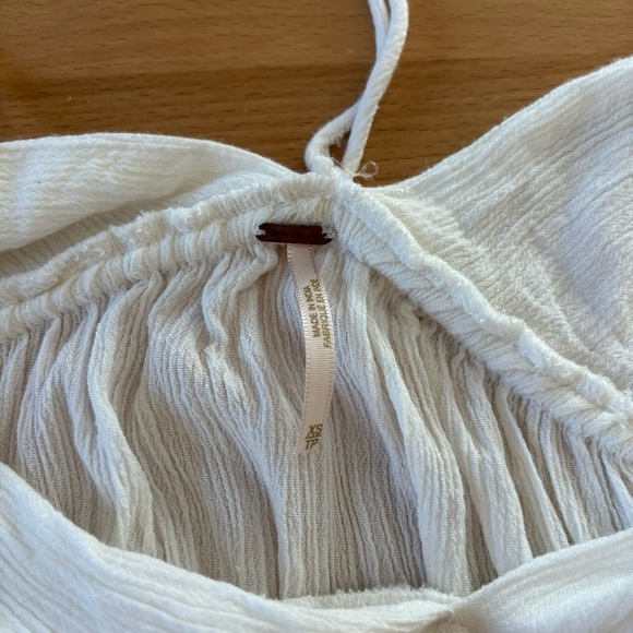 Free People Womens XS Off White Boho Spaghetti Strap Maxi Tiered Dress Deep V - Picture 5 of 9